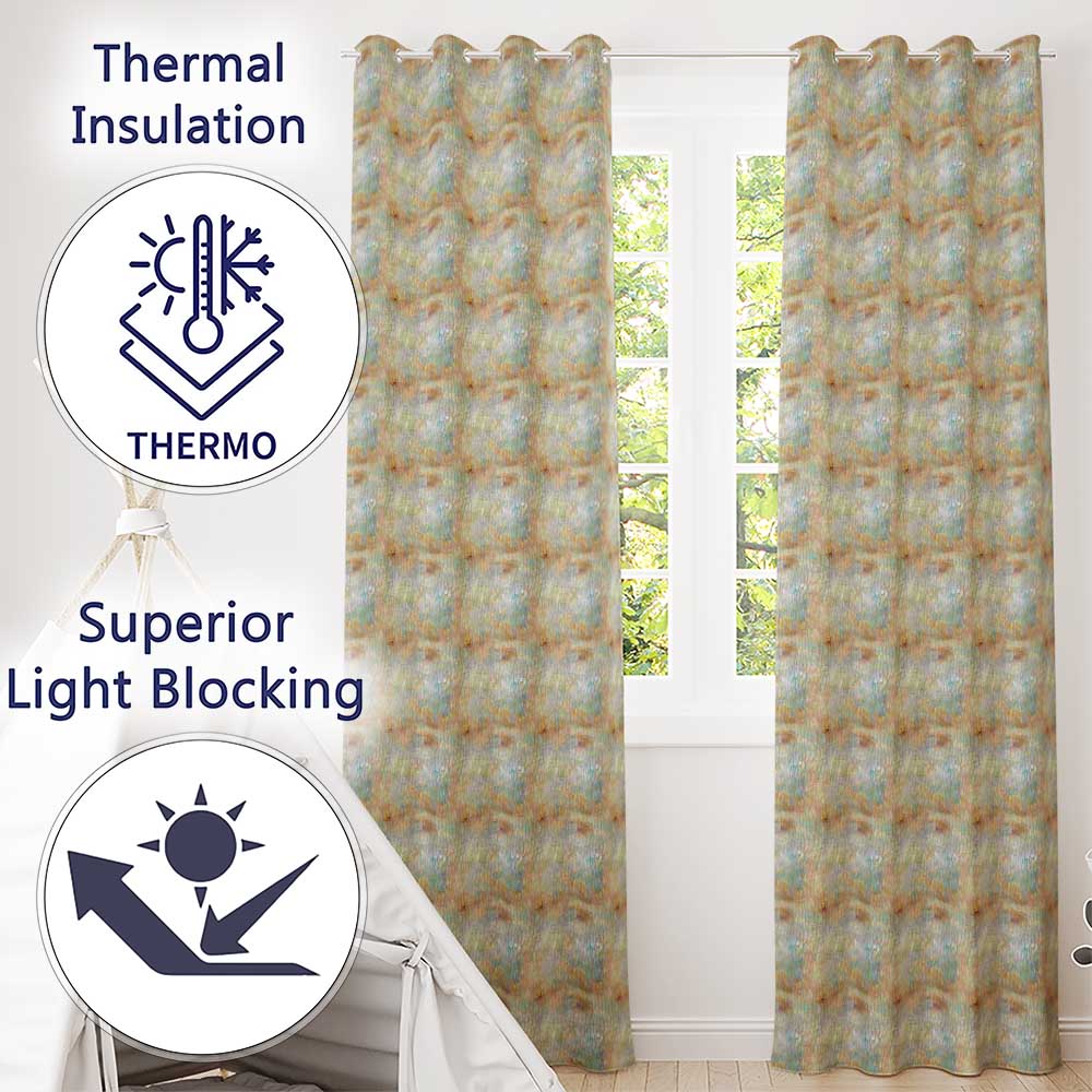Soft Pastel Botanical Splash Seamless Pattern Artistic Floral Texture Readymade Eyelet Ring Top Thermal 100% Blackout Curtains
