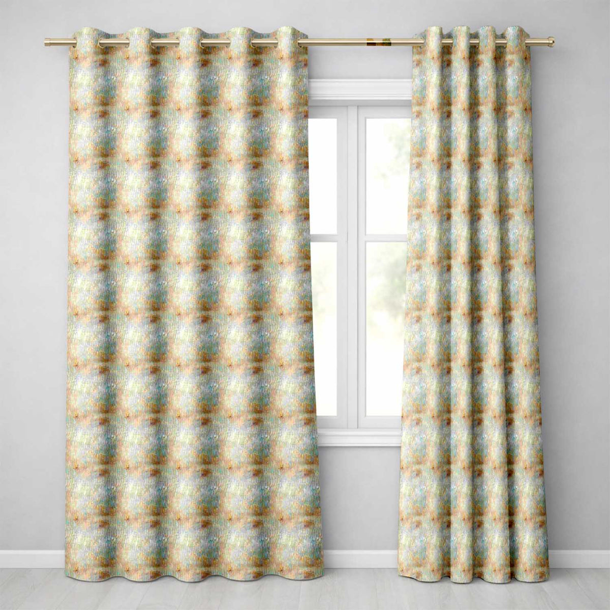 Soft Pastel Botanical Splash Seamless Pattern Artistic Floral Texture Readymade Eyelet Ring Top Thermal 100% Blackout Curtains