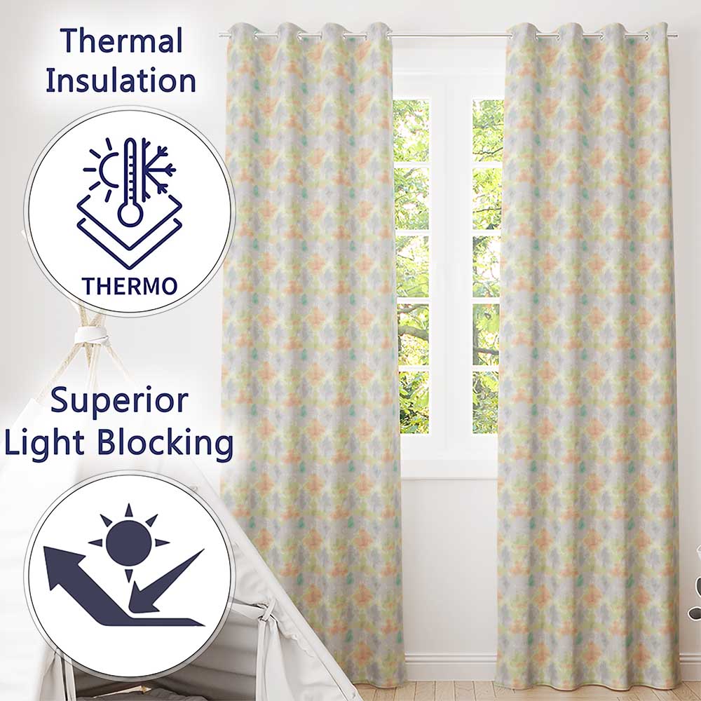 Soft Watercolor Floral Motif Seamless Pattern Elegant Pastel Design Readymade Eyelet Ring Top Thermal 100% Blackout Curtains