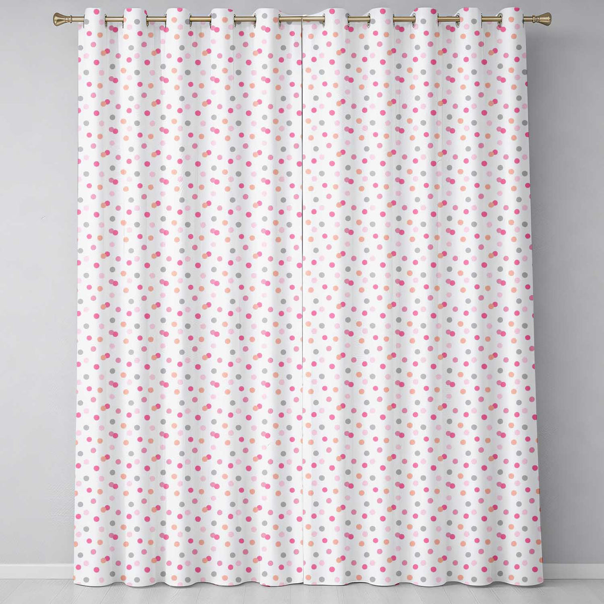 Cute Pastel Polka Dot Confetti Pattern Soft Neutral Background Seamless Readymade Eyelet Ring Top Thermal 100% Blackout Curtains