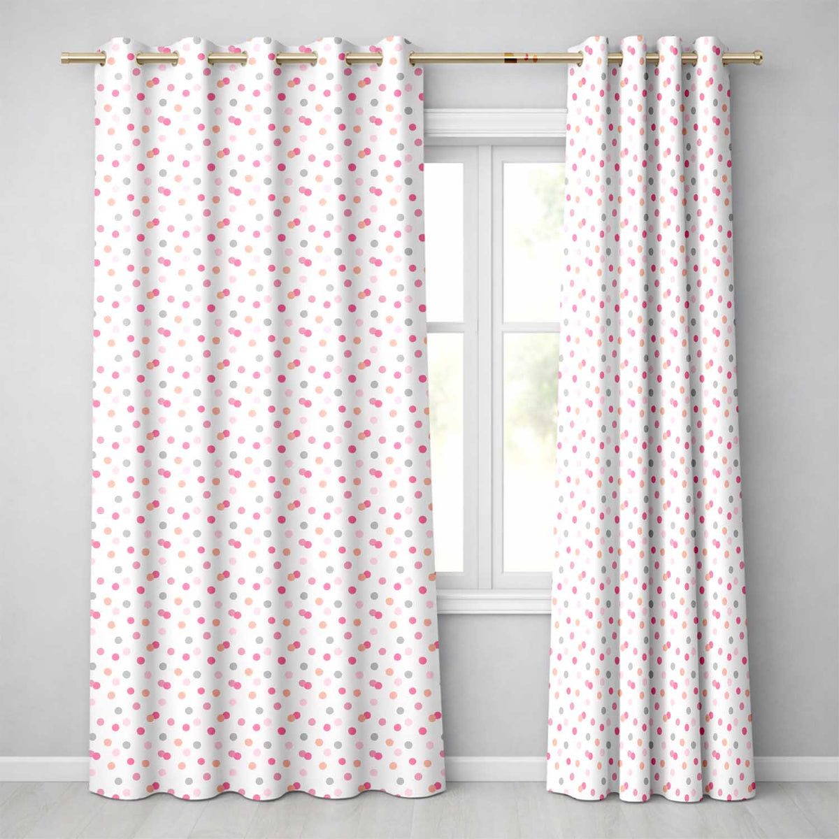 Cute Pastel Polka Dot Confetti Pattern Soft Neutral Background Seamless Readymade Eyelet Ring Top Thermal 100% Blackout Curtains