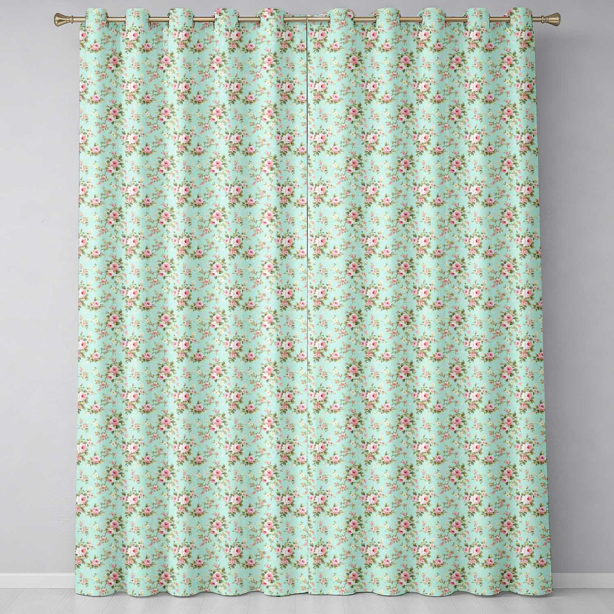 Vintage Pink Rose Floral Seamless Pattern Pastel Garden Botanical Design Readymade Eyelet Ring Top Thermal 100% Blackout Curtains