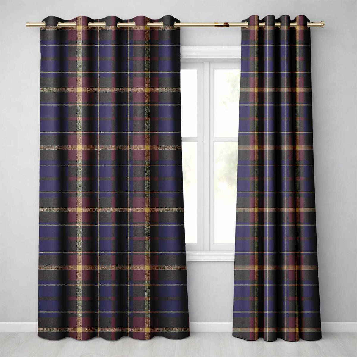 Rich Red Navy Gold Classic Tartan Plaid Texture Seamless Pattern Readymade Eyelet Ring Top Thermal 100% Blackout Curtains