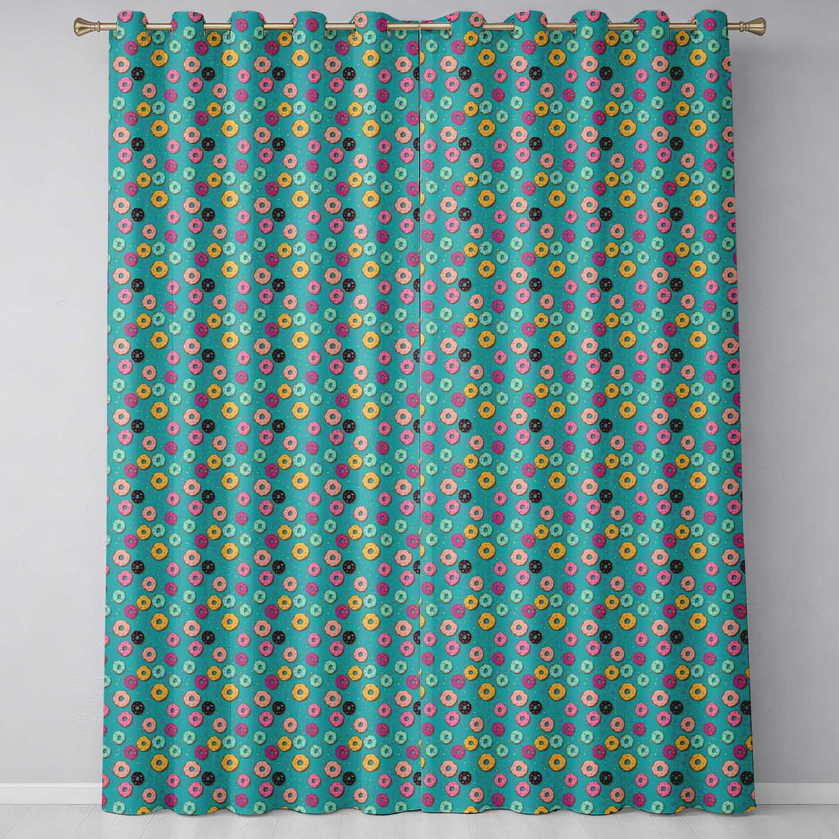 Pastel Donut Sweet Treat Seamless Pattern Readymade Eyelet Ring Top Thermal 100% Blackout Curtains