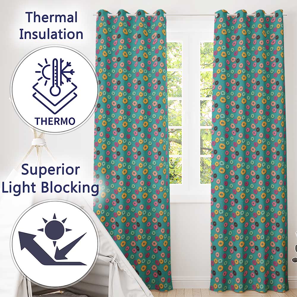Pastel Donut Sweet Treat Seamless Pattern Readymade Eyelet Ring Top Thermal 100% Blackout Curtains