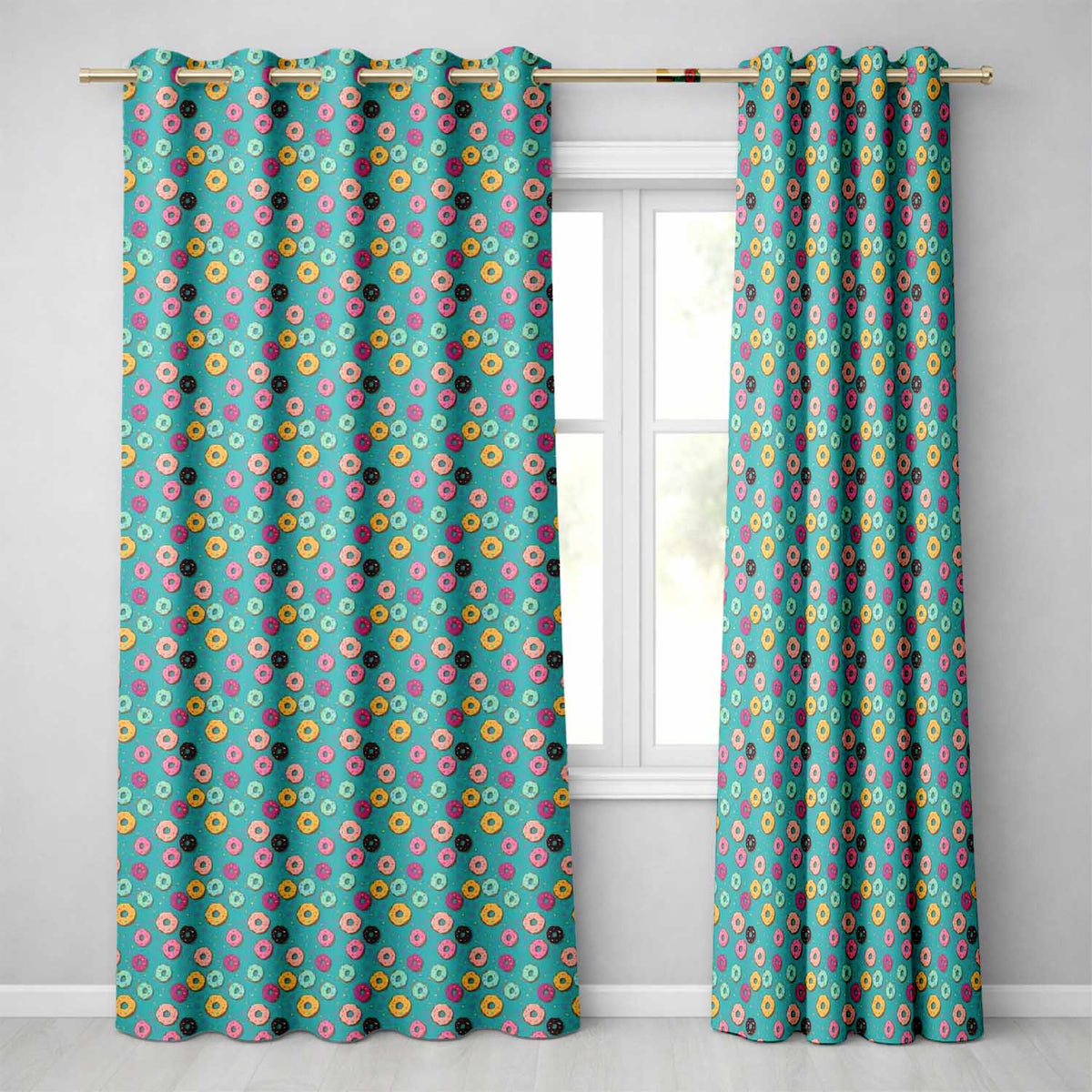 Pastel Donut Sweet Treat Seamless Pattern Readymade Eyelet Ring Top Thermal 100% Blackout Curtains