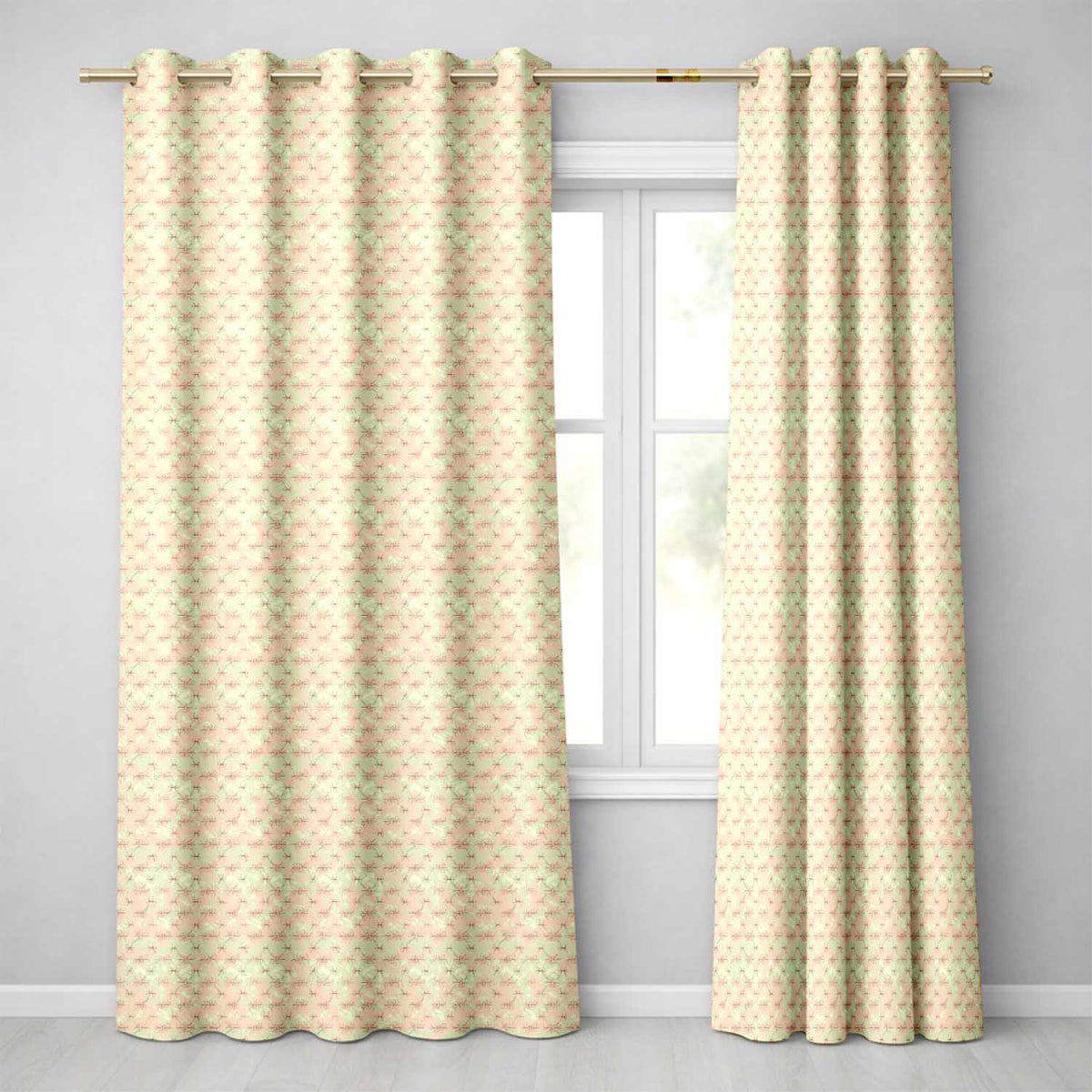 Minimal Spider Line Art Pattern on Vintage Beige Background Seamless Pattern Readymade Eyelet Ring Top Thermal 100% Blackout Curtains