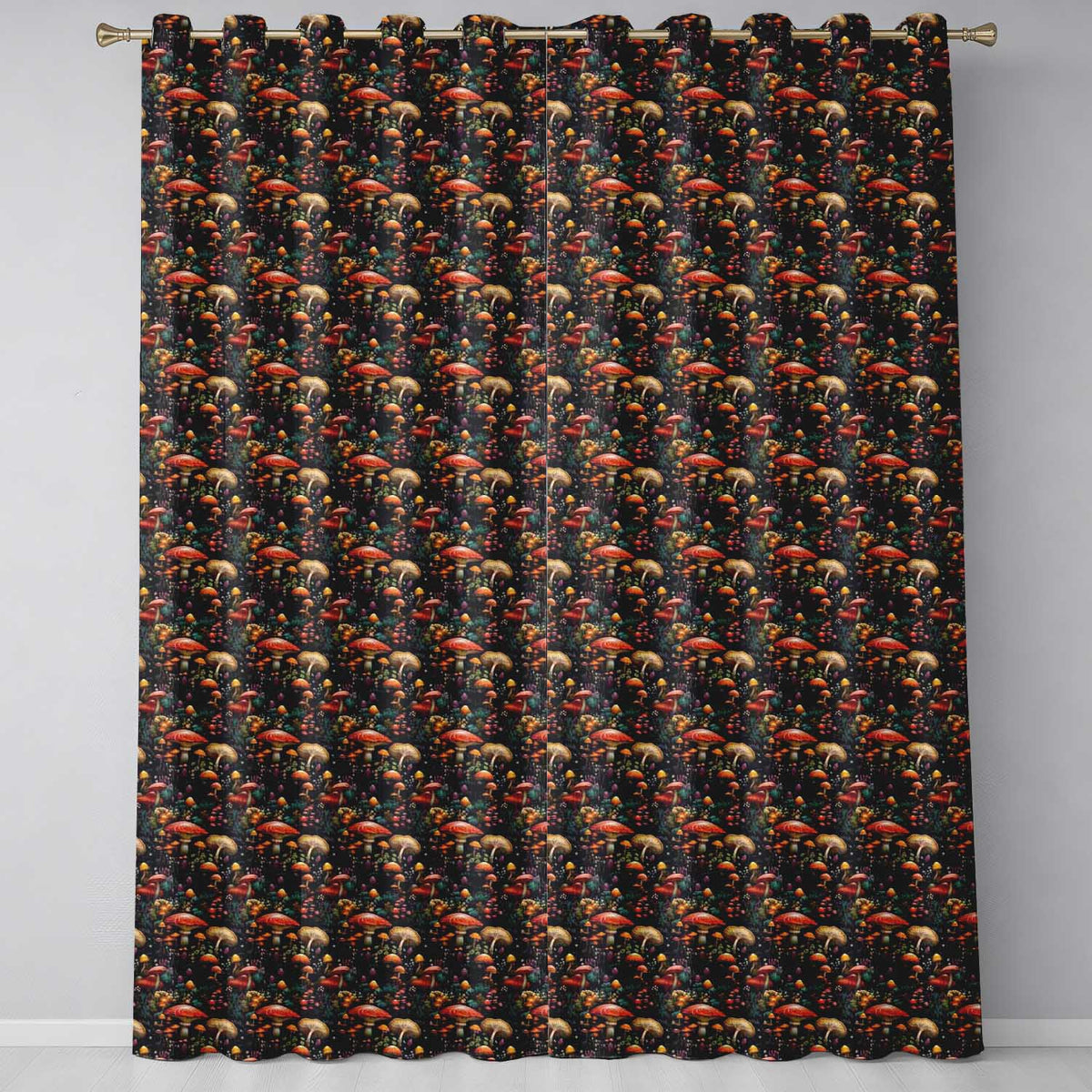Enchanted Forest Mushrooms Seamless Pattern Magical Woodland Nature Readymade Eyelet Ring Top Thermal 100% Blackout Curtains
