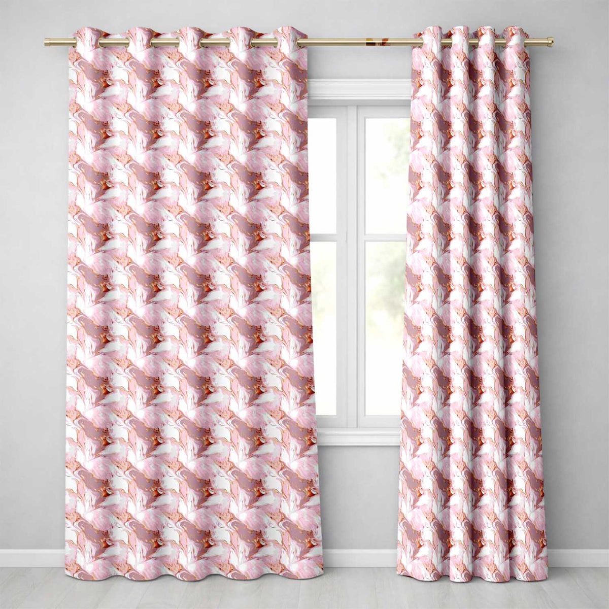 Blush Pink Marble Flow Abstract Seamless Pattern Luxury Fluid Texture Readymade Eyelet Ring Top Thermal 100% Blackout Curtains