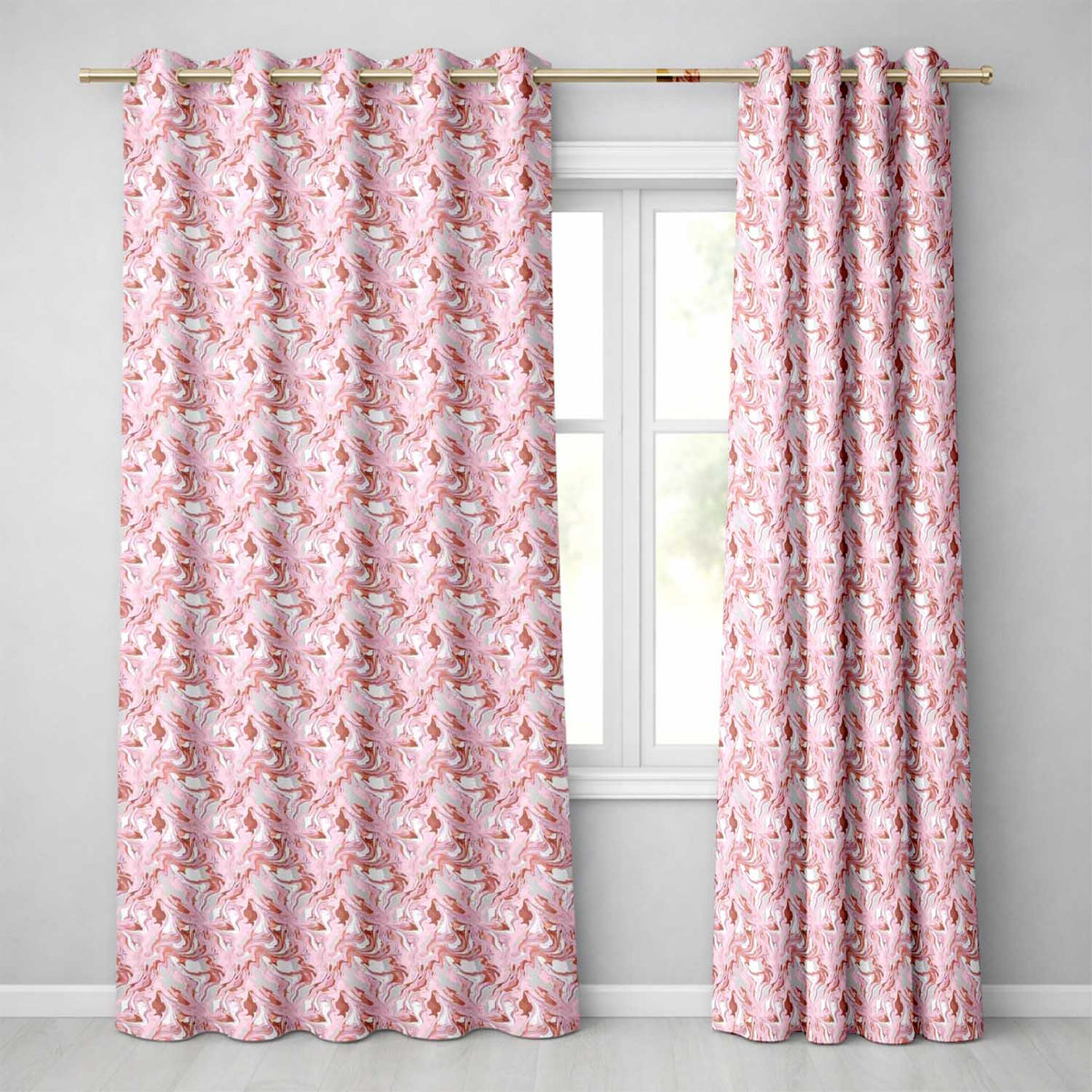 Muted Pink Marble Flow Abstract Seamless Pattern Soft Fluid Texture Readymade Eyelet Ring Top Thermal 100% Blackout Curtains