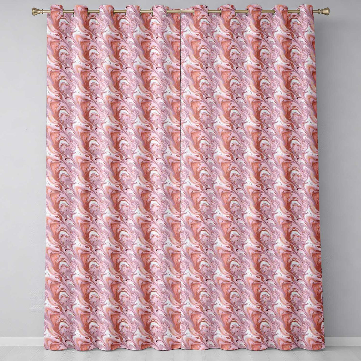 Elegant Blush Marble Swirl Seamless Pattern Gentle Fluid Abstract Art Readymade Eyelet Ring Top Thermal 100% Blackout Curtains