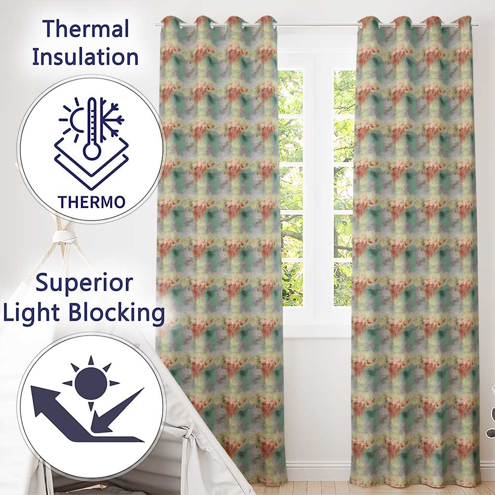 Abstract Grunge Texture with Red and Blue Tones Seamless Readymade Eyelet Ring Top Thermal 100% Blackout Curtains