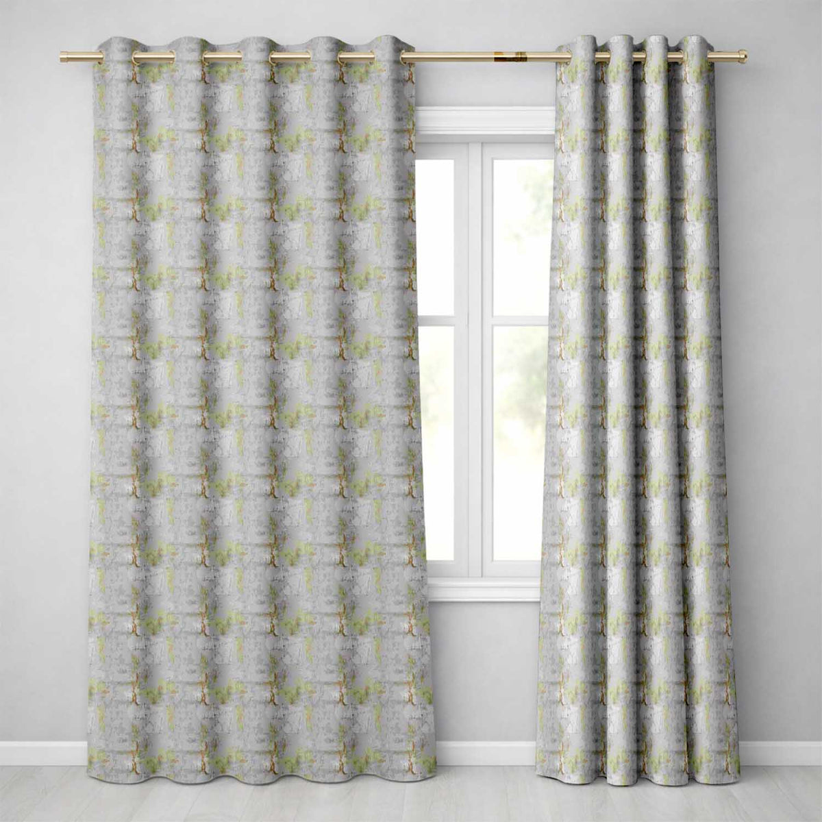 Neutral Rustic Distressed Wall Texture Seamless Readymade Eyelet Ring Top Thermal 100% Blackout Curtains