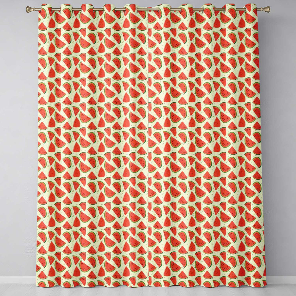 Fresh Watermelon Slices Repeat Seamless Pattern Readymade Eyelet Ring Top Thermal 100% Blackout Curtains