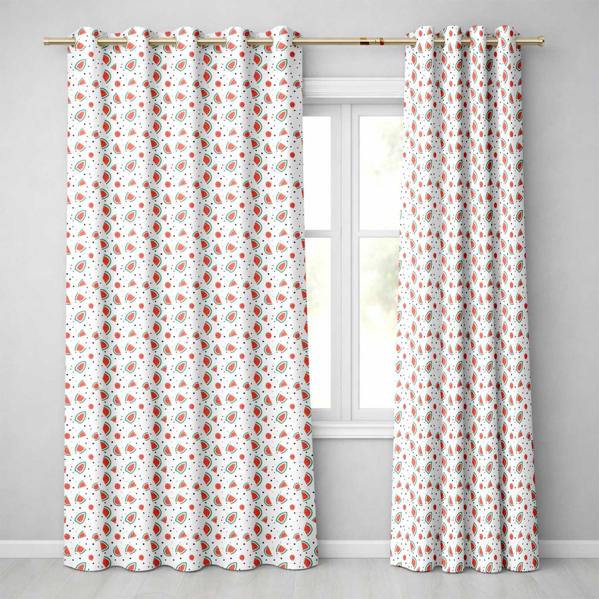 Cute Small Watermelon Slice Dots Seamless Pattern Readymade Eyelet Ring Top Thermal 100% Blackout Curtains
