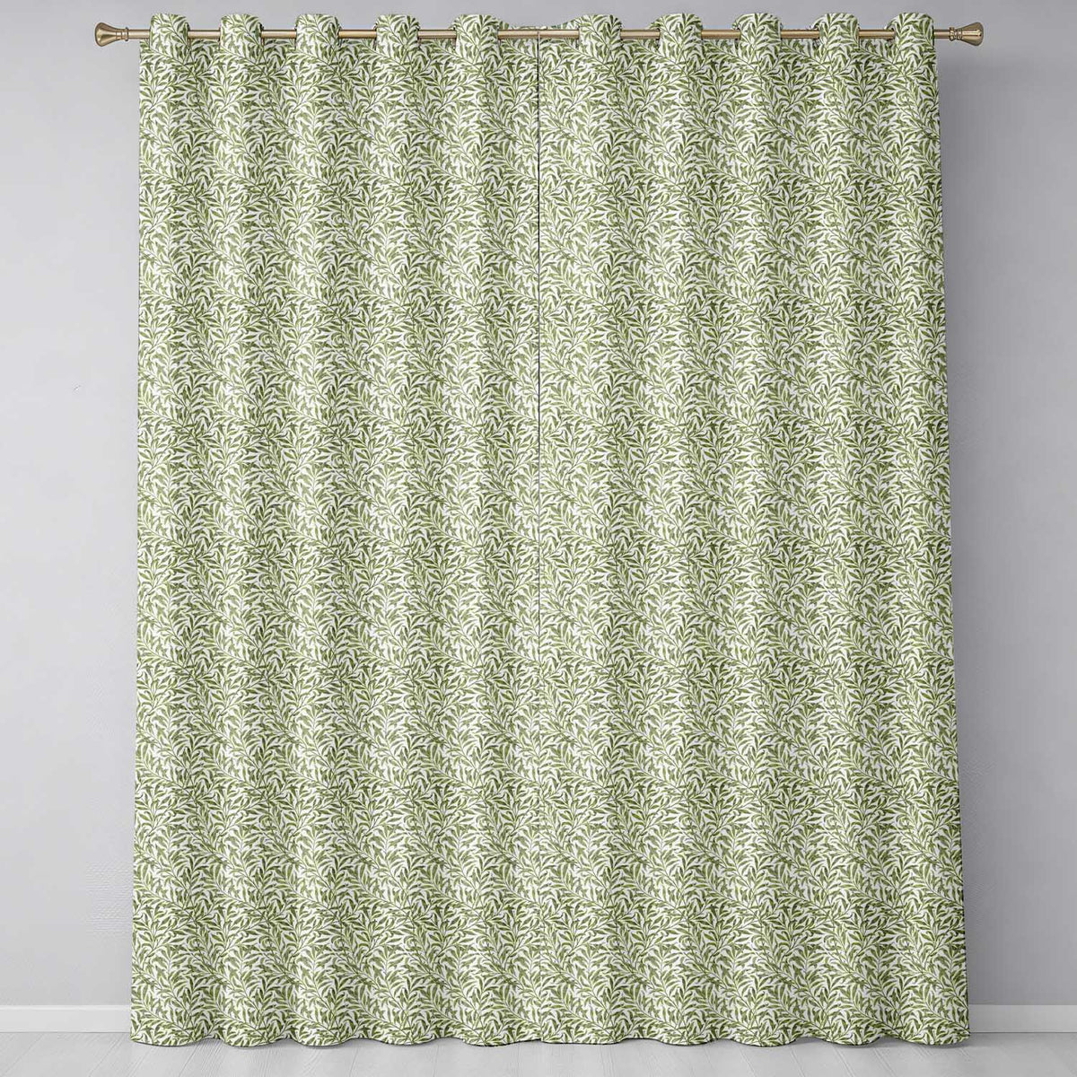 Green Leaf Botanical Nature Repeat Seamless Pattern Readymade Eyelet Ring Top Thermal 100% Blackout Curtains