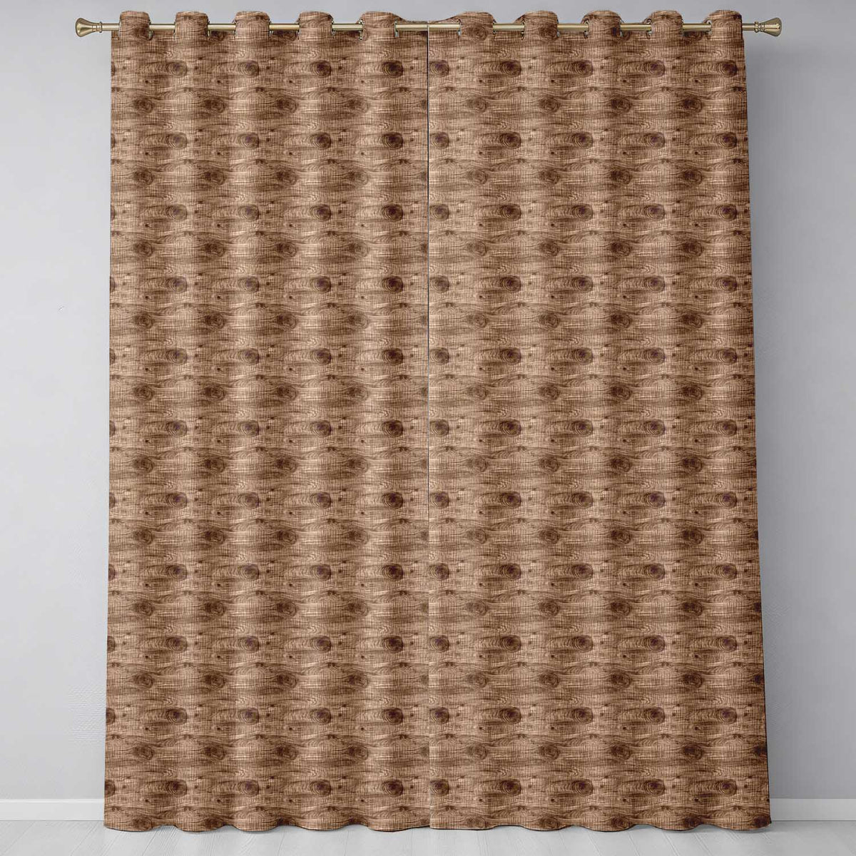 Natural Wood Grain Rings Texture Seamless Pattern Readymade Eyelet Ring Top Thermal 100% Blackout Curtains