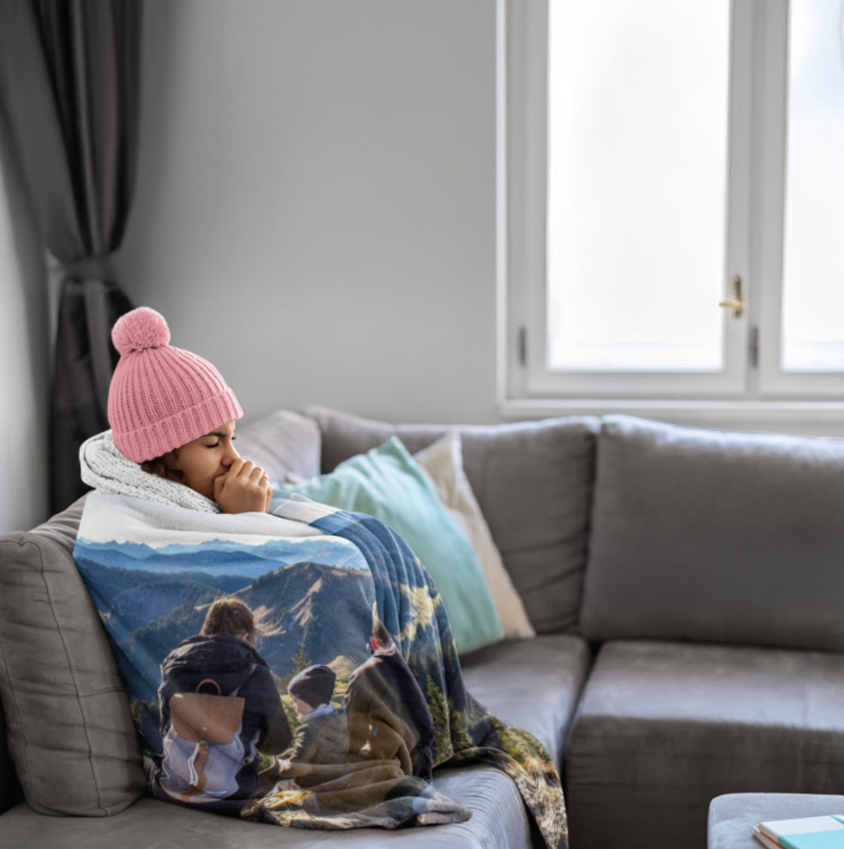 Upload Your Own 1 Photo Custom Made Text Soft Warm Fleece Mink Blanket