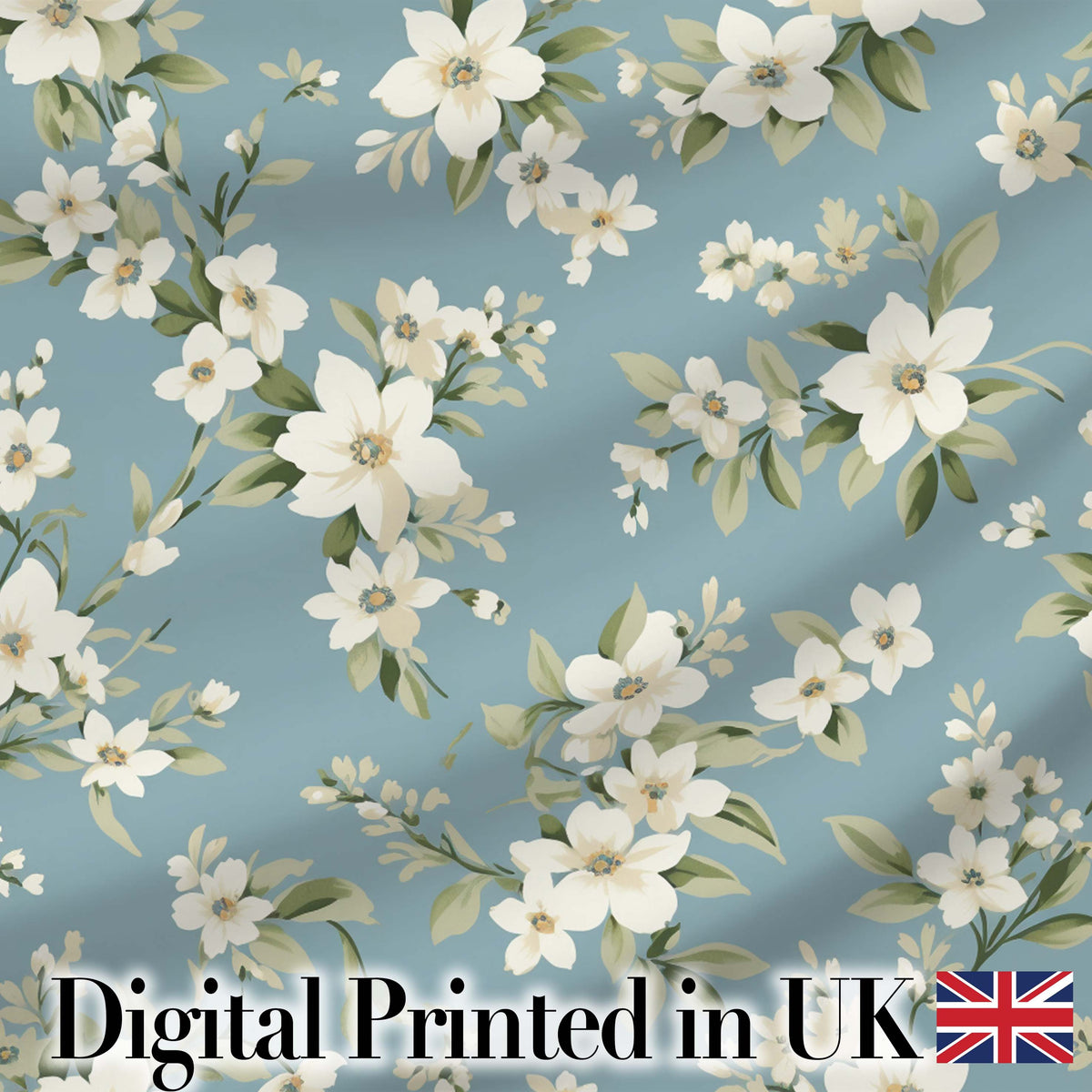 Soft White Floral Blossom Vintage Style Thoughtful Gift Idea Lovely Digital Print Material by the Metre UK Sewing Quilting Textile