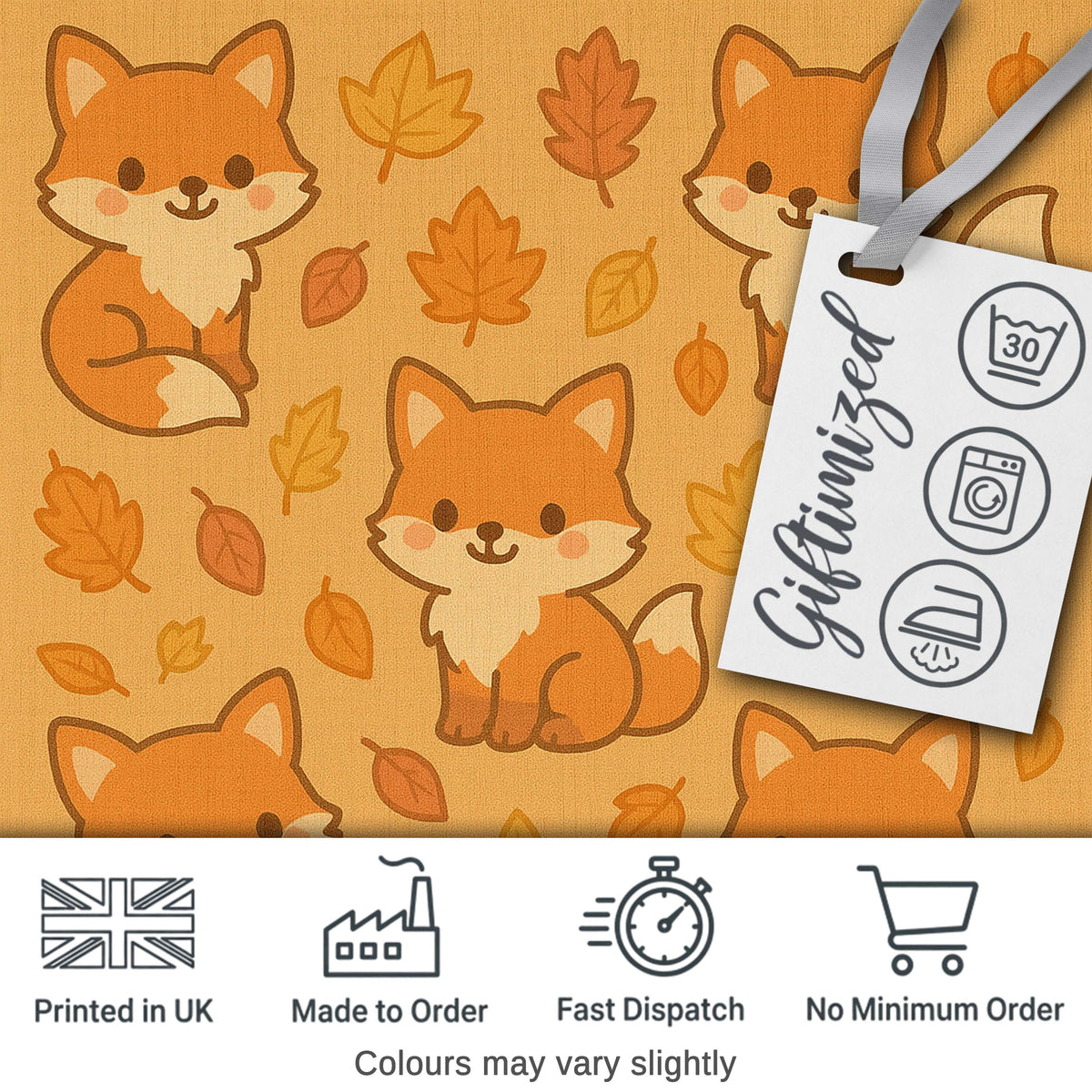 Cute Autumn Fox Cartoon Animal Pattern Stylish Everyday Lovely Digital Print Material by the Metre UK Sewing Quilting Textile