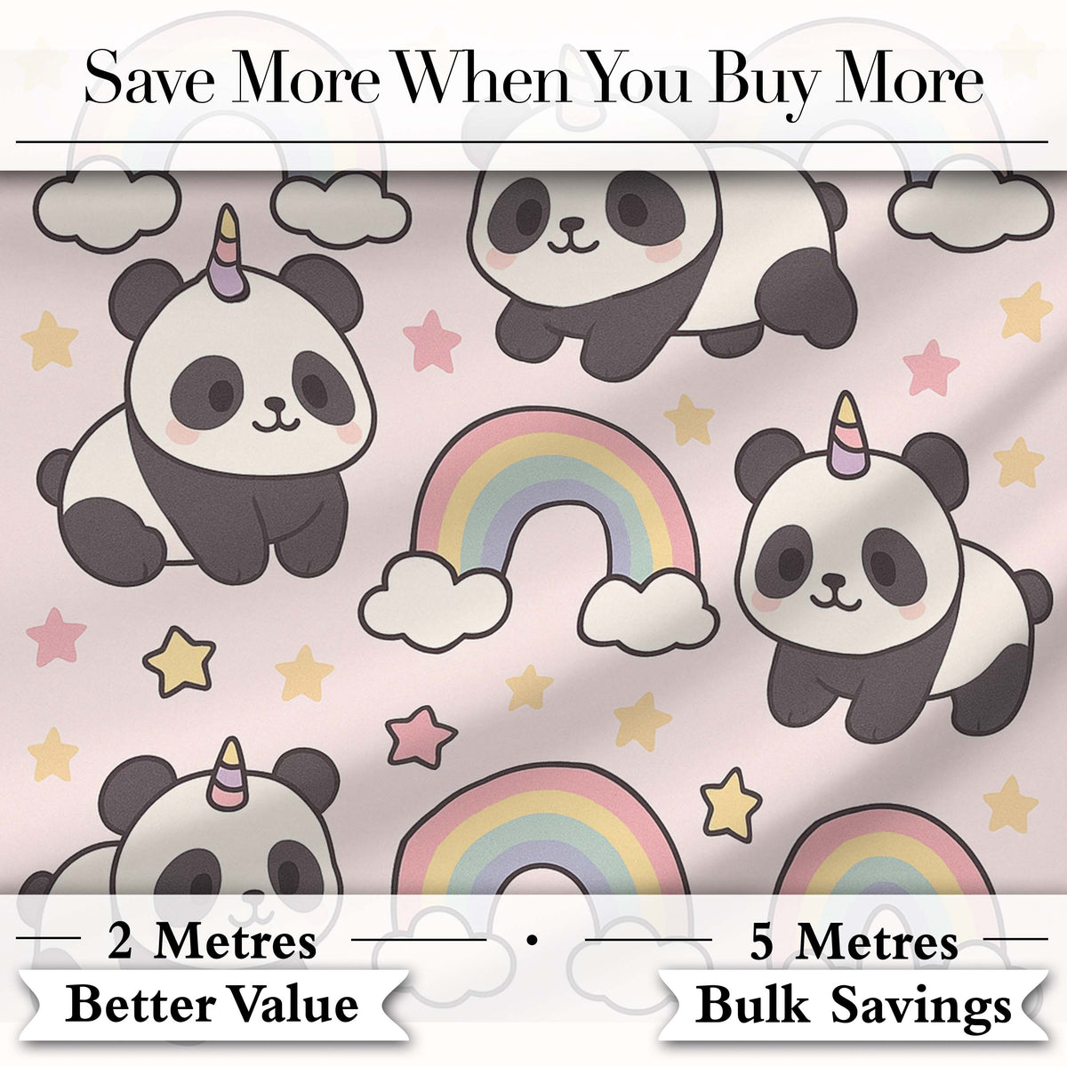Cute Panda Unicorn Cartoon Animal Pattern Beautiful Coffee Cup Digital Print Material by the Metre UK Sewing Quilting Textile