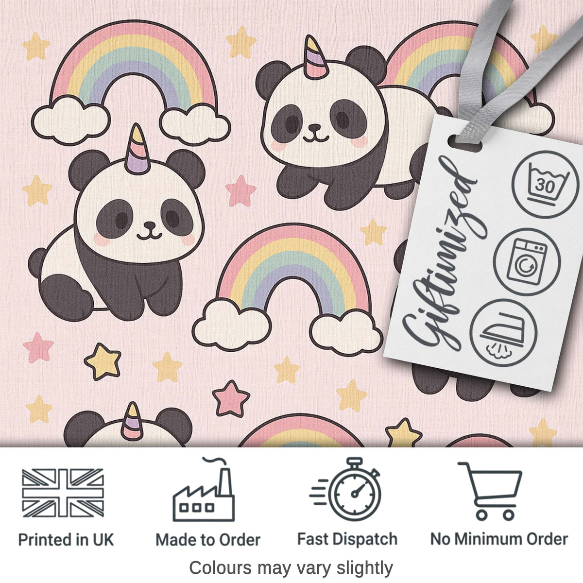Cute Panda Unicorn Cartoon Animal Pattern Beautiful Coffee Cup Digital Print Material by the Metre UK Sewing Quilting Textile
