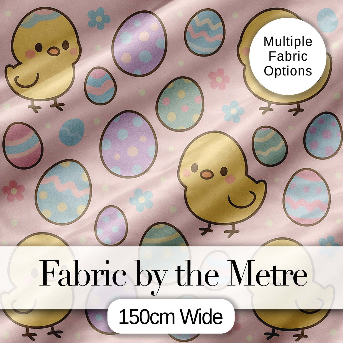 Cute Easter Chick Eggs Cartoon Animal Pattern Stylish Everyday Digital Print Material by the Metre UK Sewing Quilting Textile
