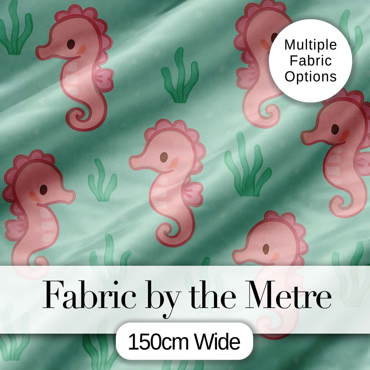 Cute Seahorse Ocean Cartoon Animal Pattern Stylish Everyday Digital Print Material by the Metre UK Sewing Quilting Textile