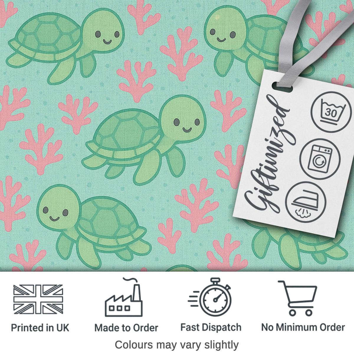 Cute Sea Turtle Coral Cartoon Animal Pattern Charming Decor Digital Print Material by the Metre UK Sewing Quilting Textile