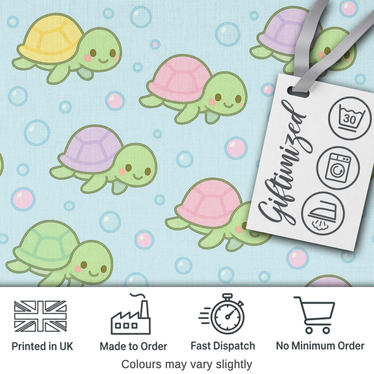 Cute Pastel Turtle Cartoon Animal Ocean Pattern Beautiful Coffee Cup Digital Print Material by the Metre UK Sewing Quilting Textile