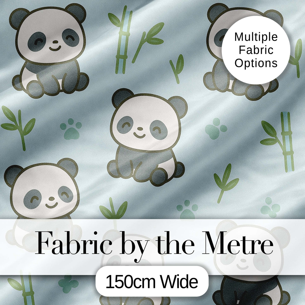Cute Panda Bamboo Cartoon Animal Pattern Stylish Everyday Lovely Digital Print Material by the Metre UK Sewing Quilting Textile