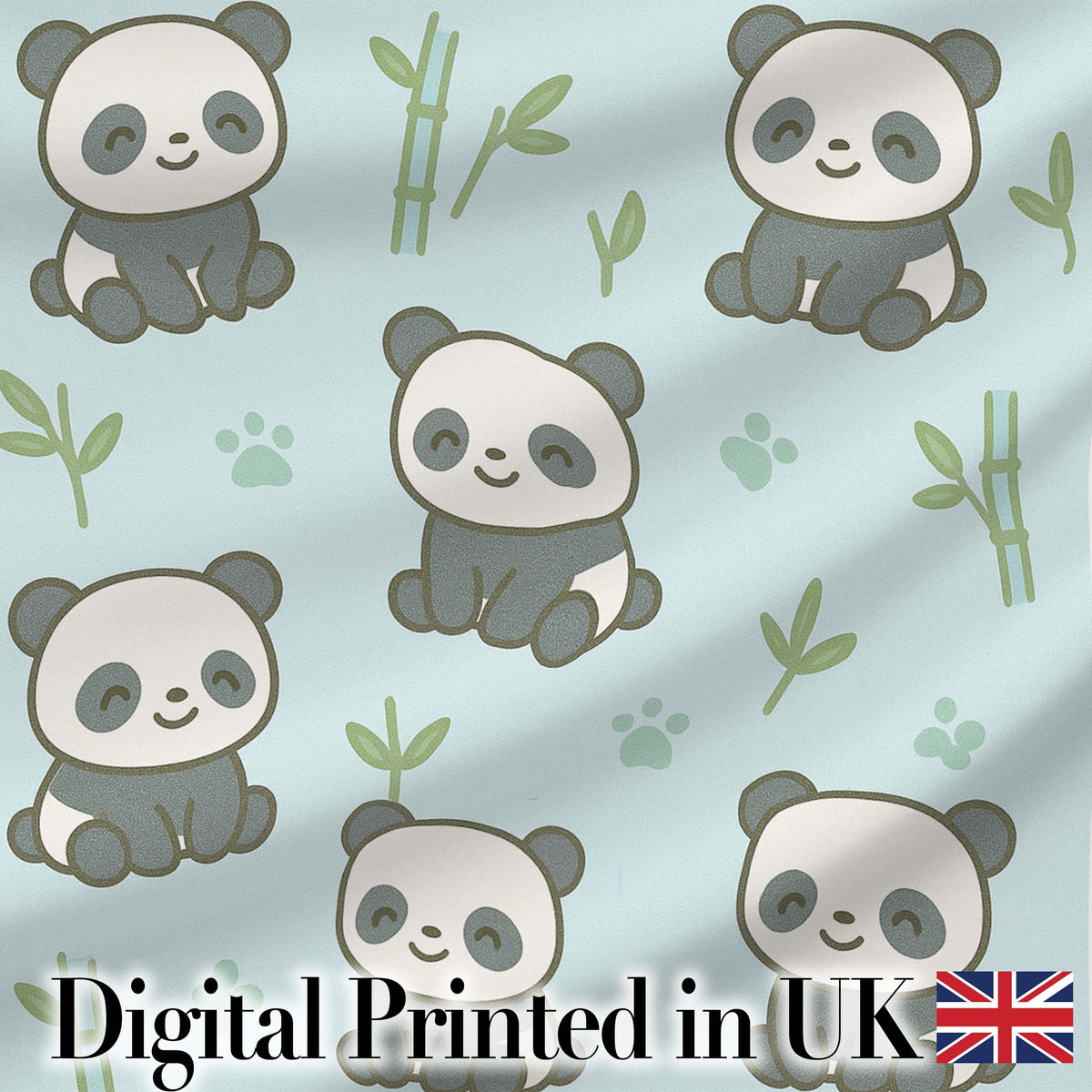 Cute Panda Bamboo Cartoon Animal Pattern Stylish Everyday Lovely Digital Print Material by the Metre UK Sewing Quilting Textile