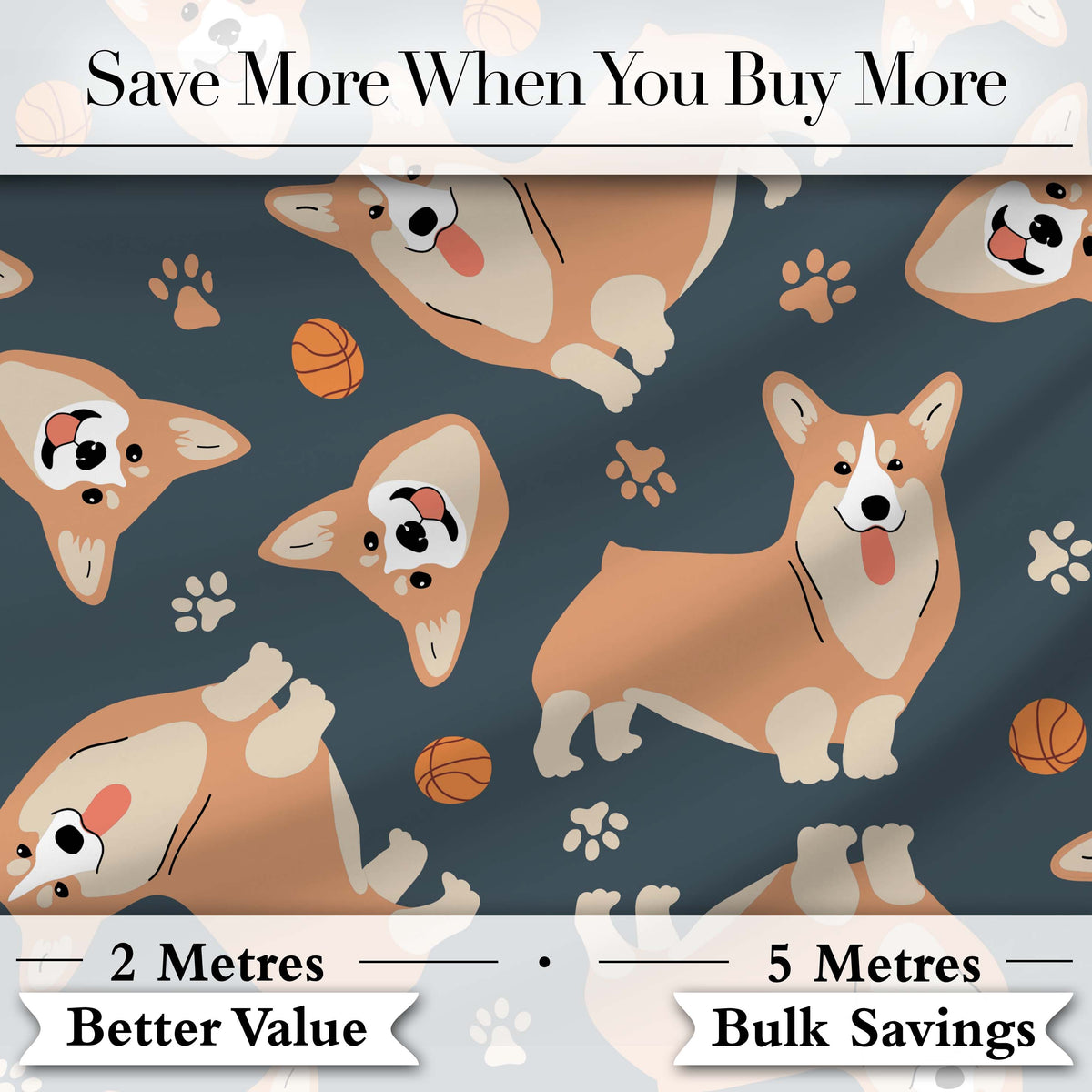 Playful Corgi Dogs Basketball Seamless Pattern Stylish Everyday Digital Print Material by the Metre UK Sewing Quilting Textile