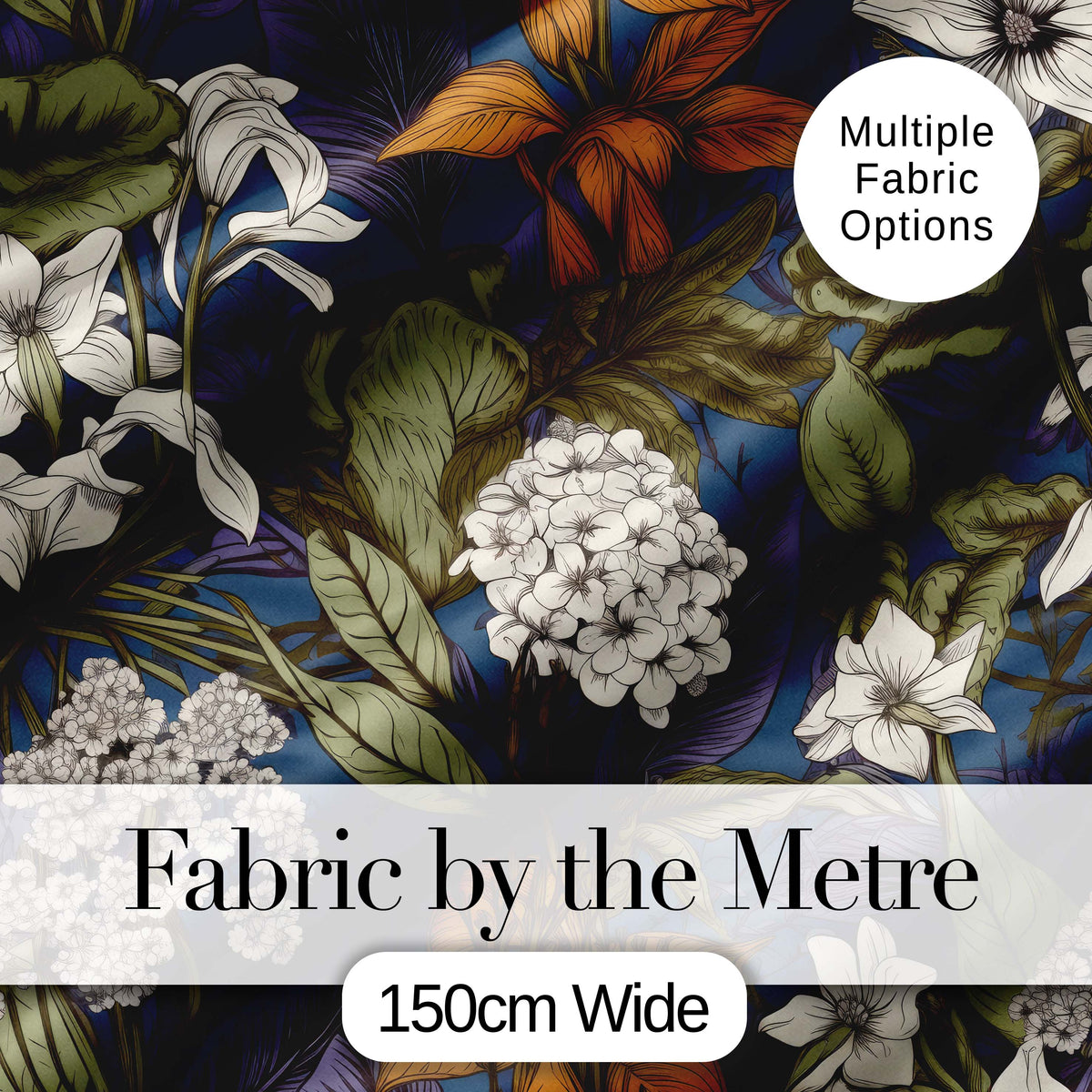 Dark Botanical Floral Vintage Garden Seamless Pattern Lovely Digital Print Material by the Metre UK Sewing Quilting Textile