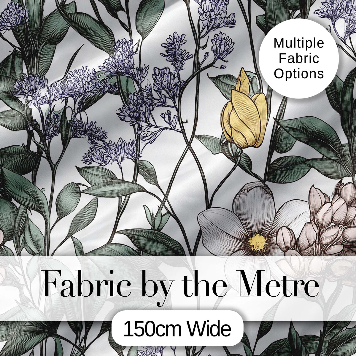 Elegant Vintage Botanical Floral Neutral Background Seamless Pattern Digital Print Material by the Metre UK Sewing Quilting Textile