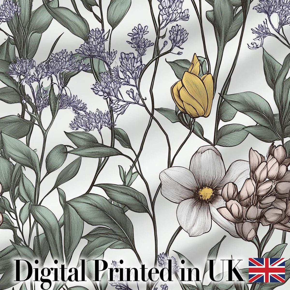 Elegant Vintage Botanical Floral Neutral Background Seamless Pattern Digital Print Material by the Metre UK Sewing Quilting Textile