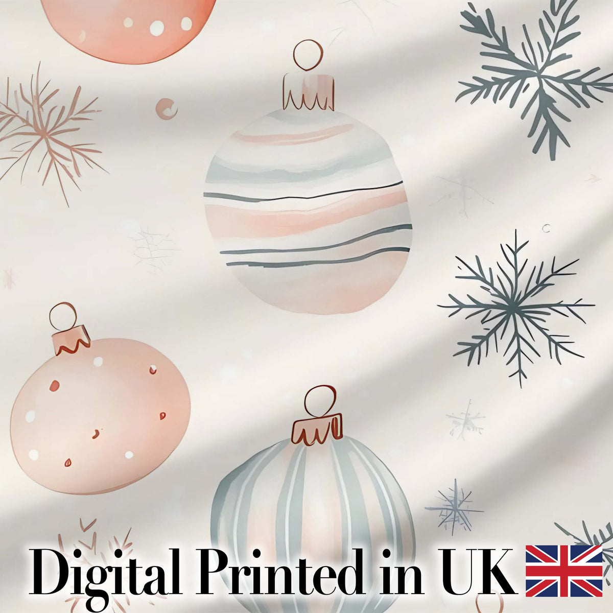 Minimal Pastel Christmas Baubles Seamless Pattern Cute Unique Gift Digital Print Material by the Metre UK Sewing Quilting Textile