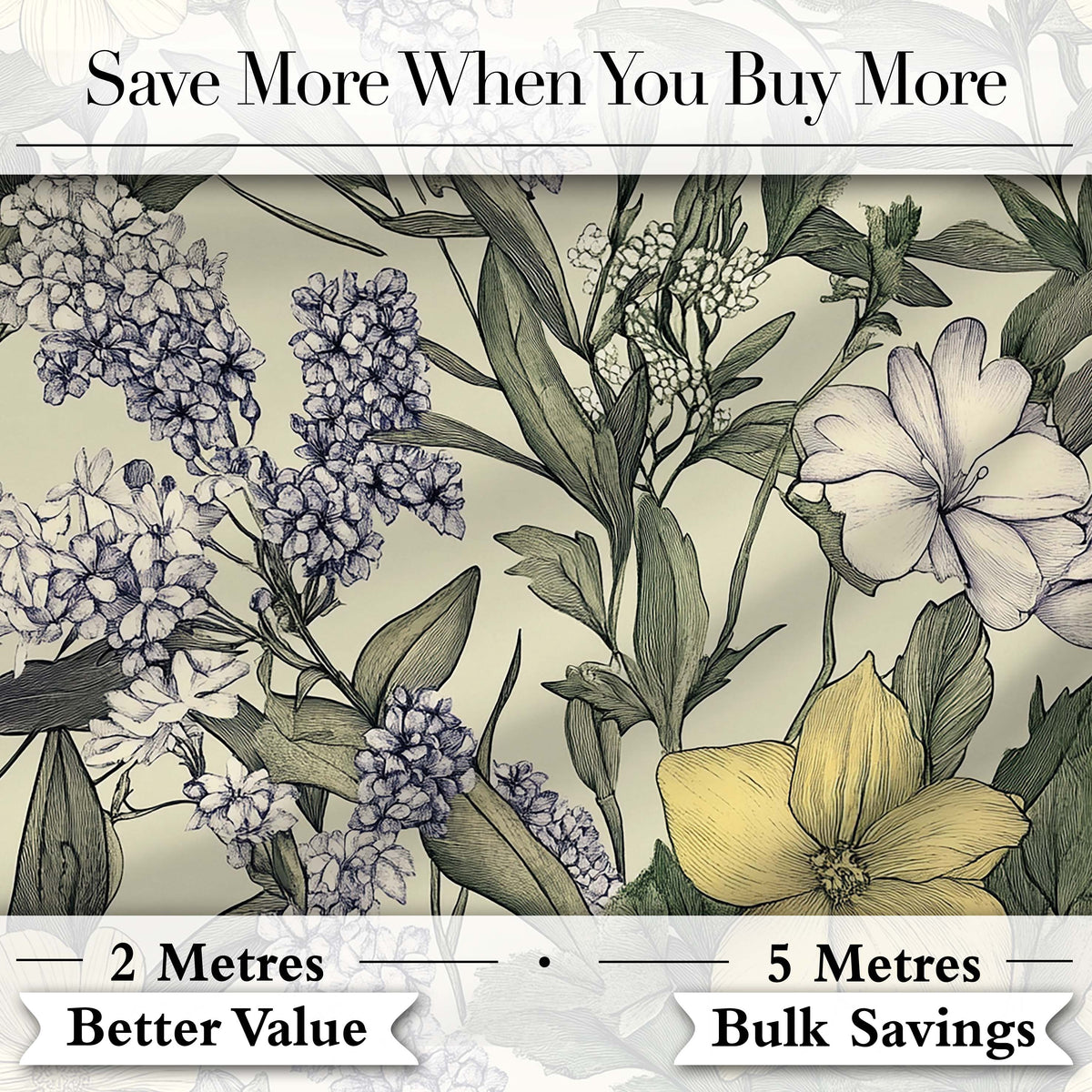 Vintage Botanical Floral Illustration Seamless Pattern Lovely Digital Print Material by the Metre UK Sewing Quilting Textile