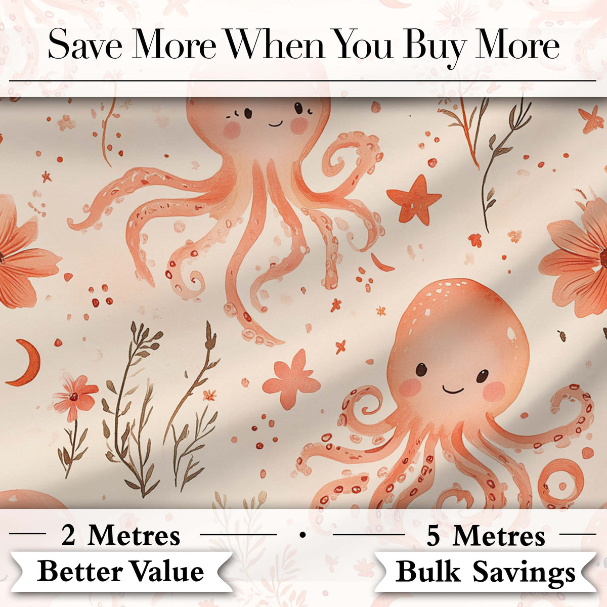 Kawaii Octopus Ocean Seamless Pattern Perfect Gift for Her Lovely Digital Print Material by the Metre UK Sewing Quilting Textile