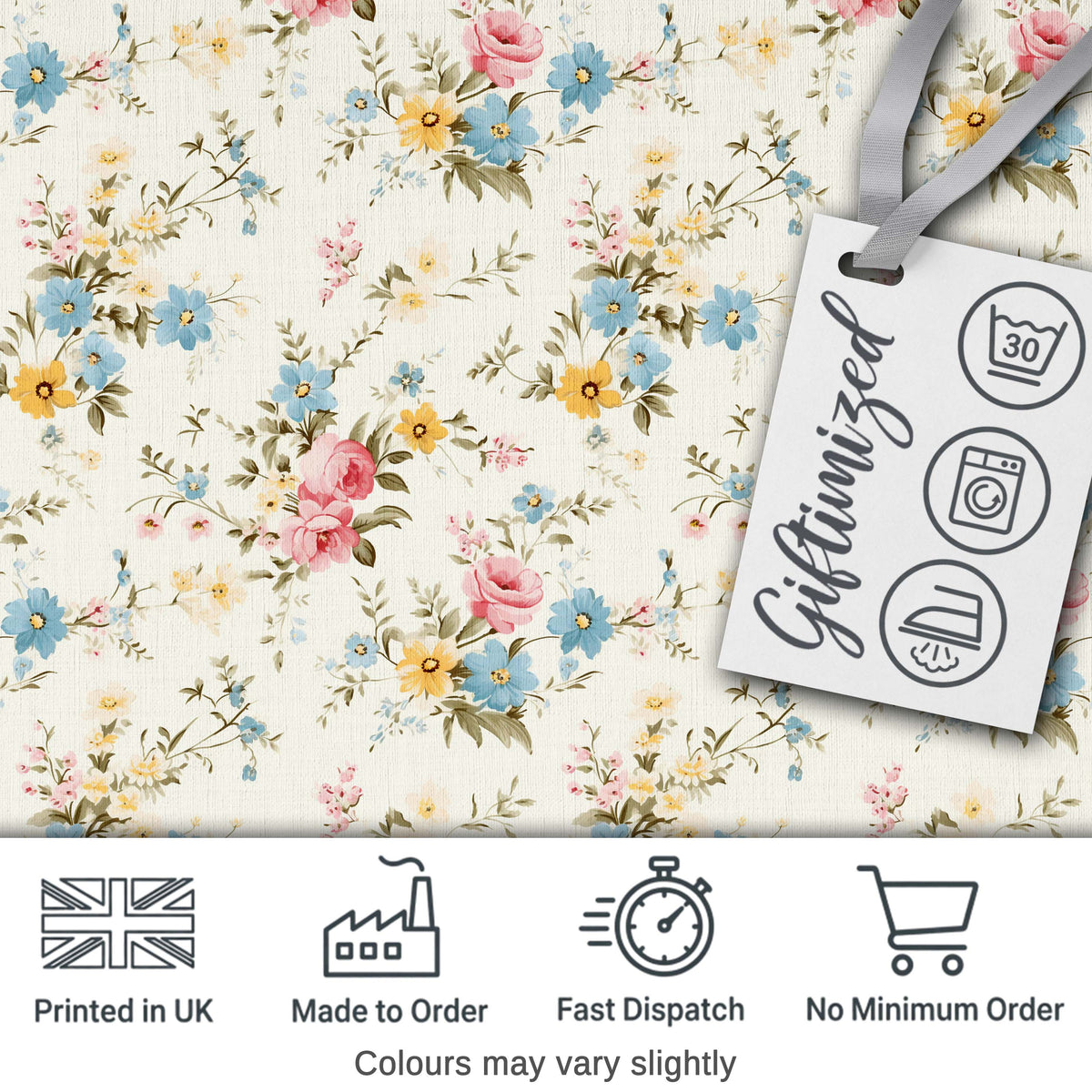 Vintage Pastel Floral Seamless Pattern Stylish Everyday Lovely Digital Print Material by the Metre UK Sewing Quilting Textile