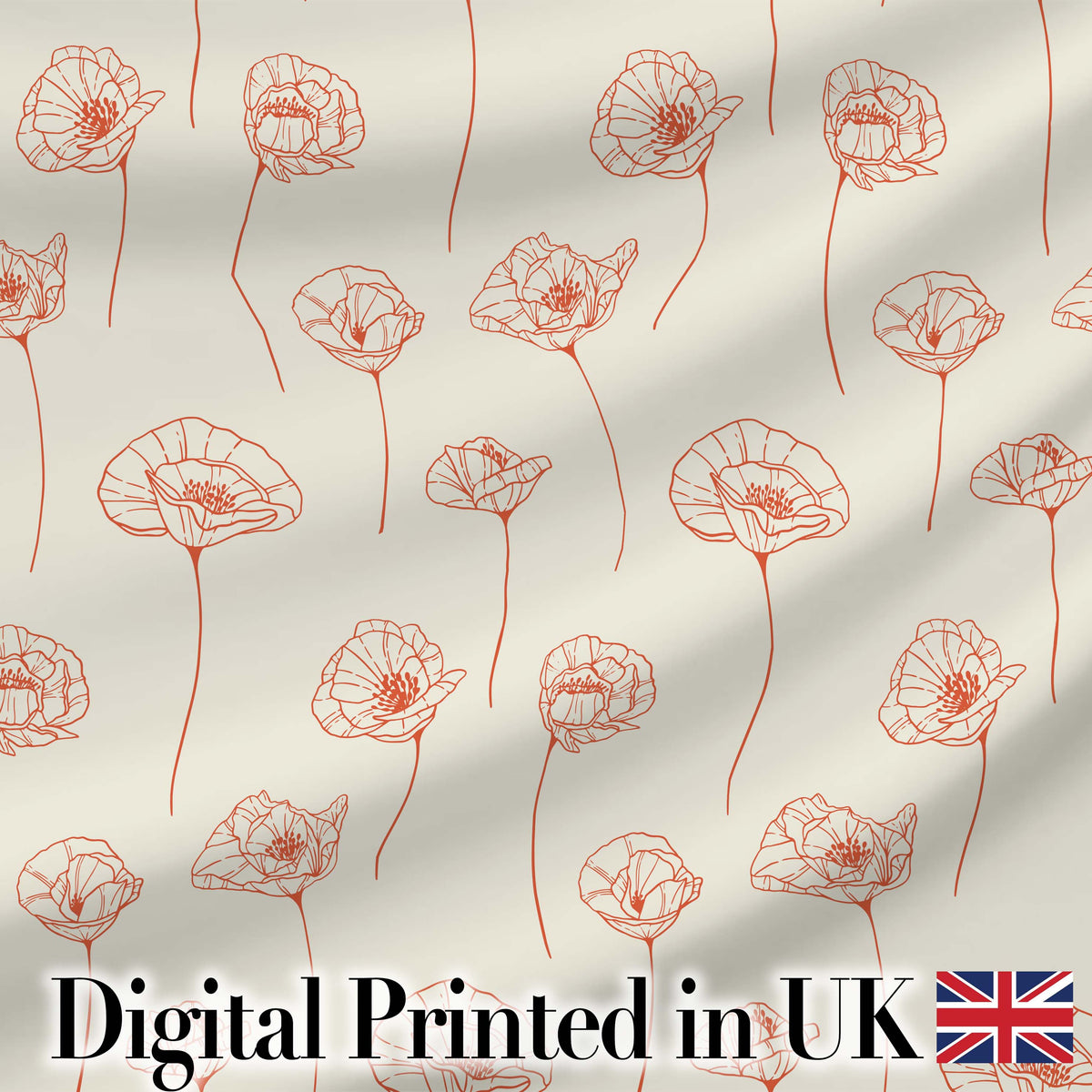 Minimal Line Art Floral Pattern Terracotta Design Cute Unique Gift Digital Print Material by the Metre UK Sewing Quilting Textile
