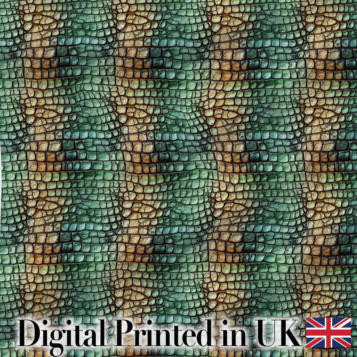 Teal Crocodile Skin Texture Pattern Luxury Design Cute Unique Gift Digital Print Material by the Metre UK Sewing Quilting Textile