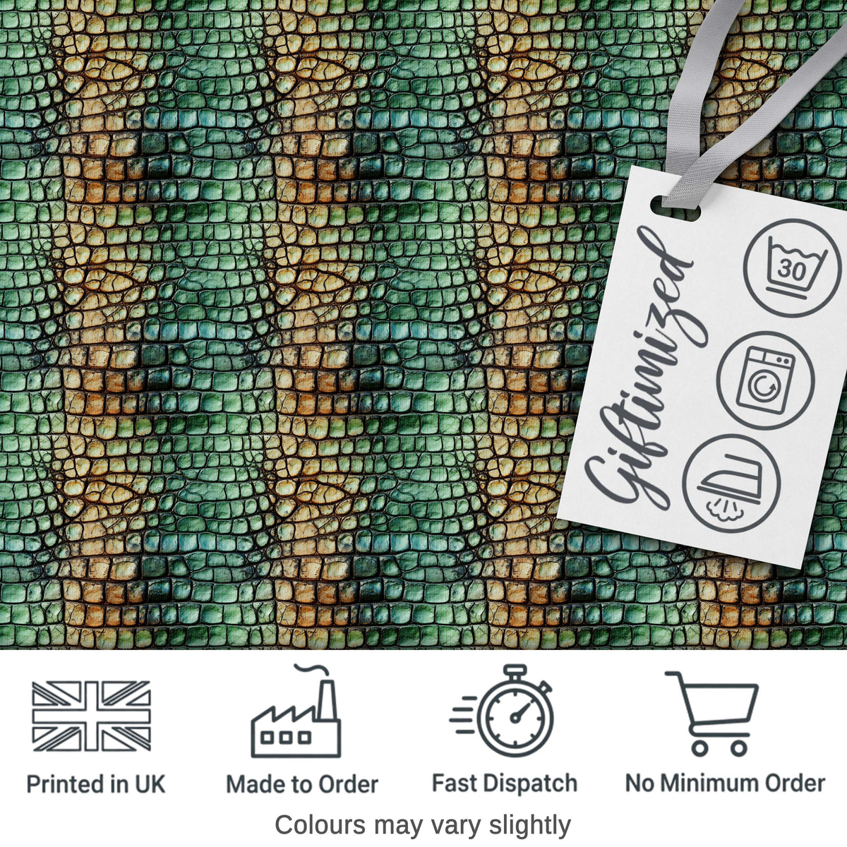 Teal Crocodile Skin Texture Pattern Luxury Design Cute Unique Gift Digital Print Material by the Metre UK Sewing Quilting Textile