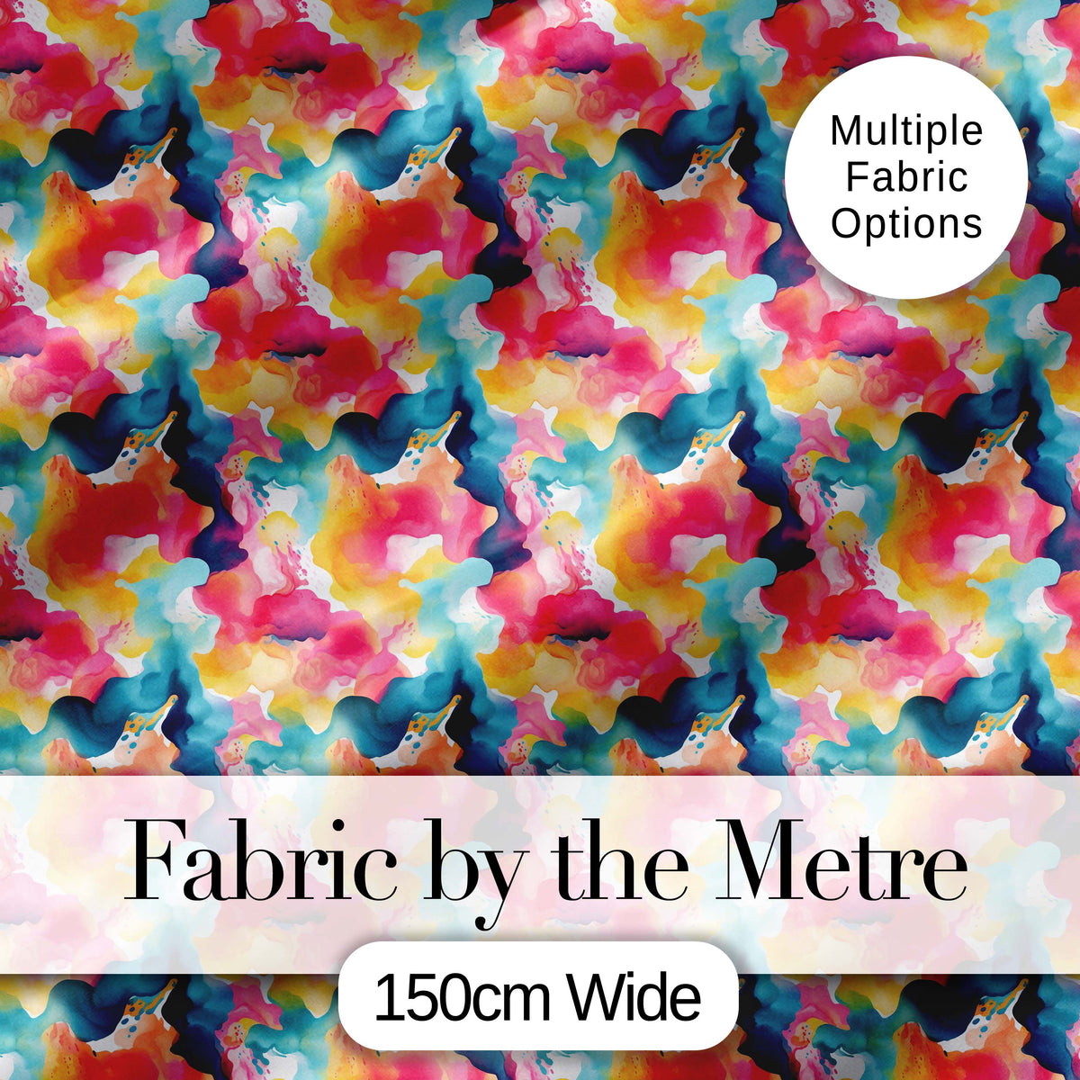 Watercolour Blend Abstract Flow Soft Pink Yellow Blue Pattern Lovely Digital Print Material by the Metre UK Sewing Quilting Textile