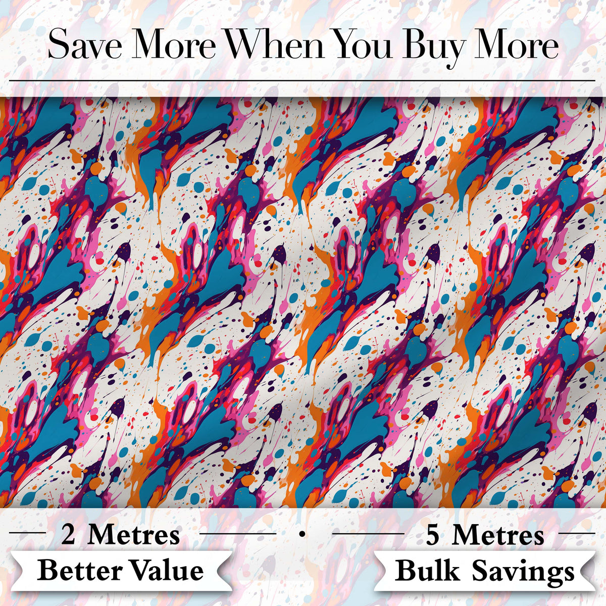 Dynamic Paint Splatter White Background Abstract Pattern Lovely Digital Print Material by the Metre UK Sewing Quilting Textile