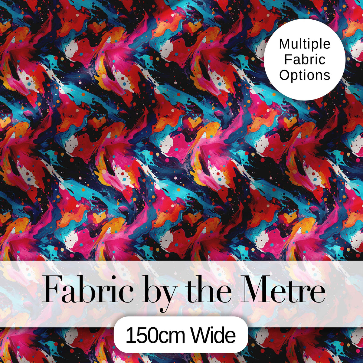 High Contrast Marble Swirl Red Black White Abstract Pattern Lovely Digital Print Material by the Metre UK Sewing Quilting Textile