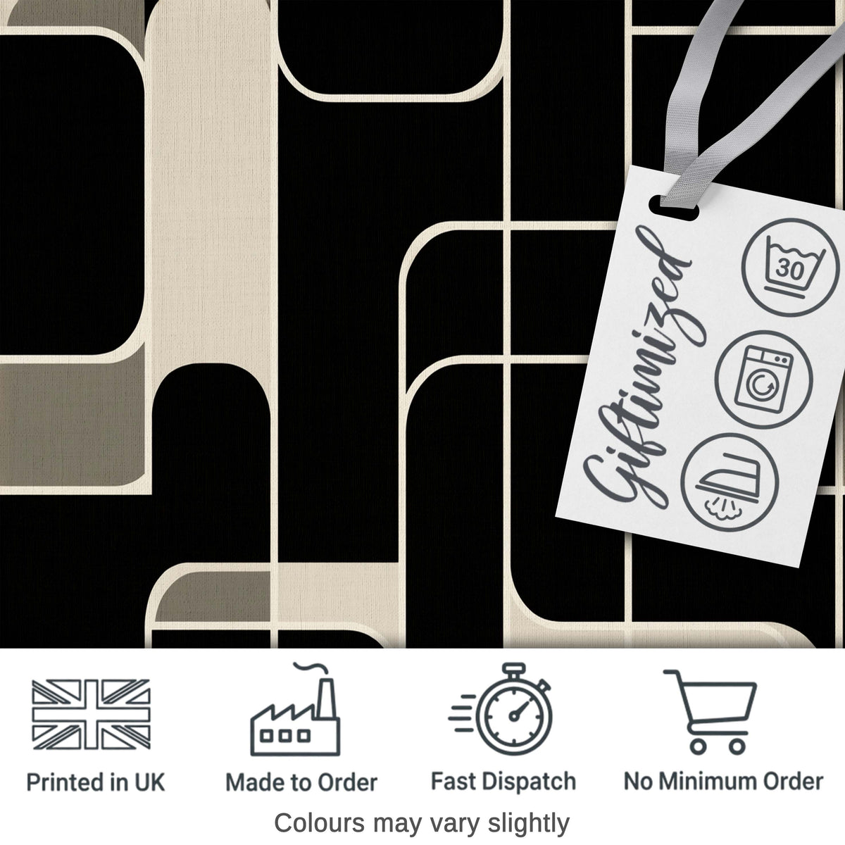 Contemporary Line Grid Black Cream Abstract Outline Pattern Lovely Digital Print Material by the Metre UK Sewing Quilting Textile