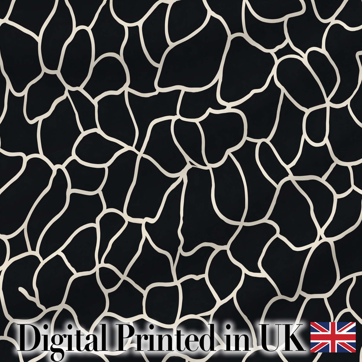 Pebble Outline Network Black Cream Organic Abstract Pattern Lovely Digital Print Material by the Metre UK Sewing Quilting Textile