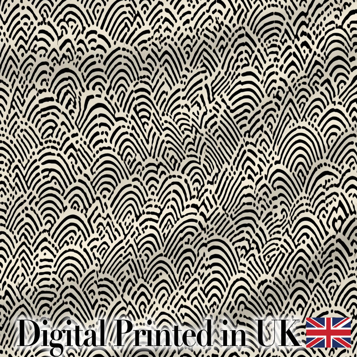 Wave Line Texture Black Cream Flowing Abstract Stripe Pattern Lovely Digital Print Material by the Metre UK Sewing Quilting Textile
