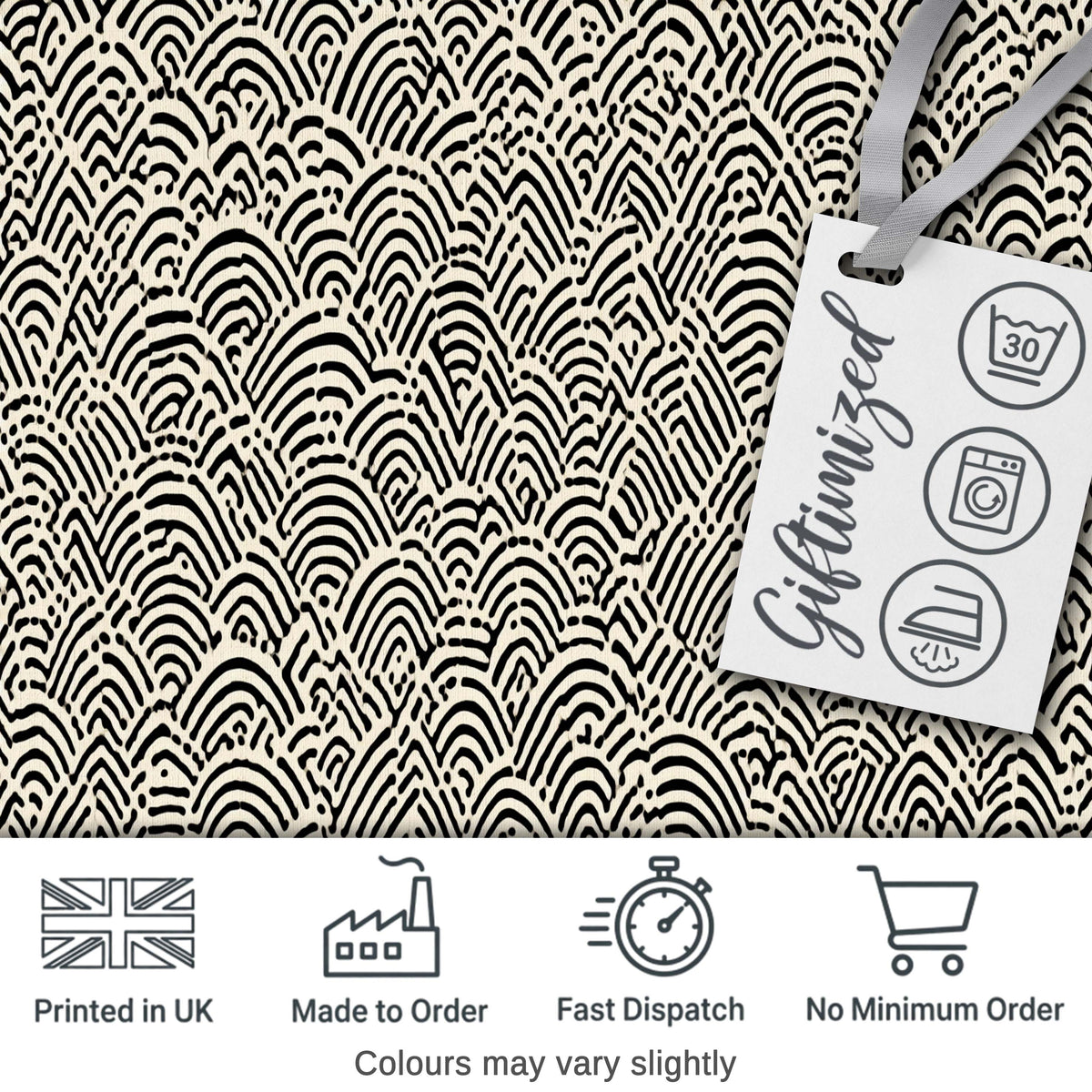 Wave Line Texture Black Cream Flowing Abstract Stripe Pattern Lovely Digital Print Material by the Metre UK Sewing Quilting Textile